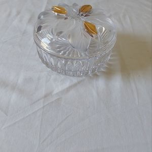 Gilded Poinsettia Crystal Candy Dish/Powder Box